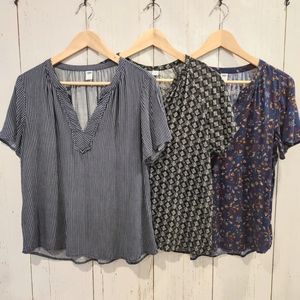 Set of 3 Old Navy Split Neck Short Sleeve Blouses Size M